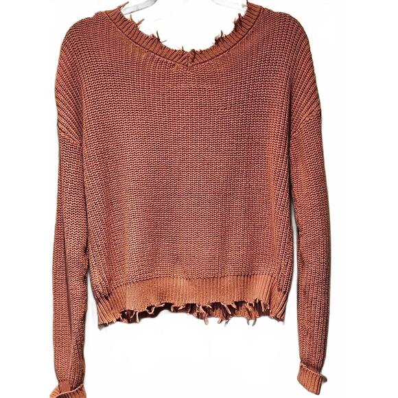 Moon & Madison orange Knit Button Front Cardigan Sweater Cozy Size M - Picture 5 of 5